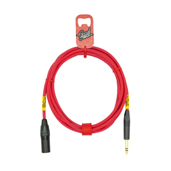 Kabel audio Jack TRS - XLR-M GoodDrut - malinowy