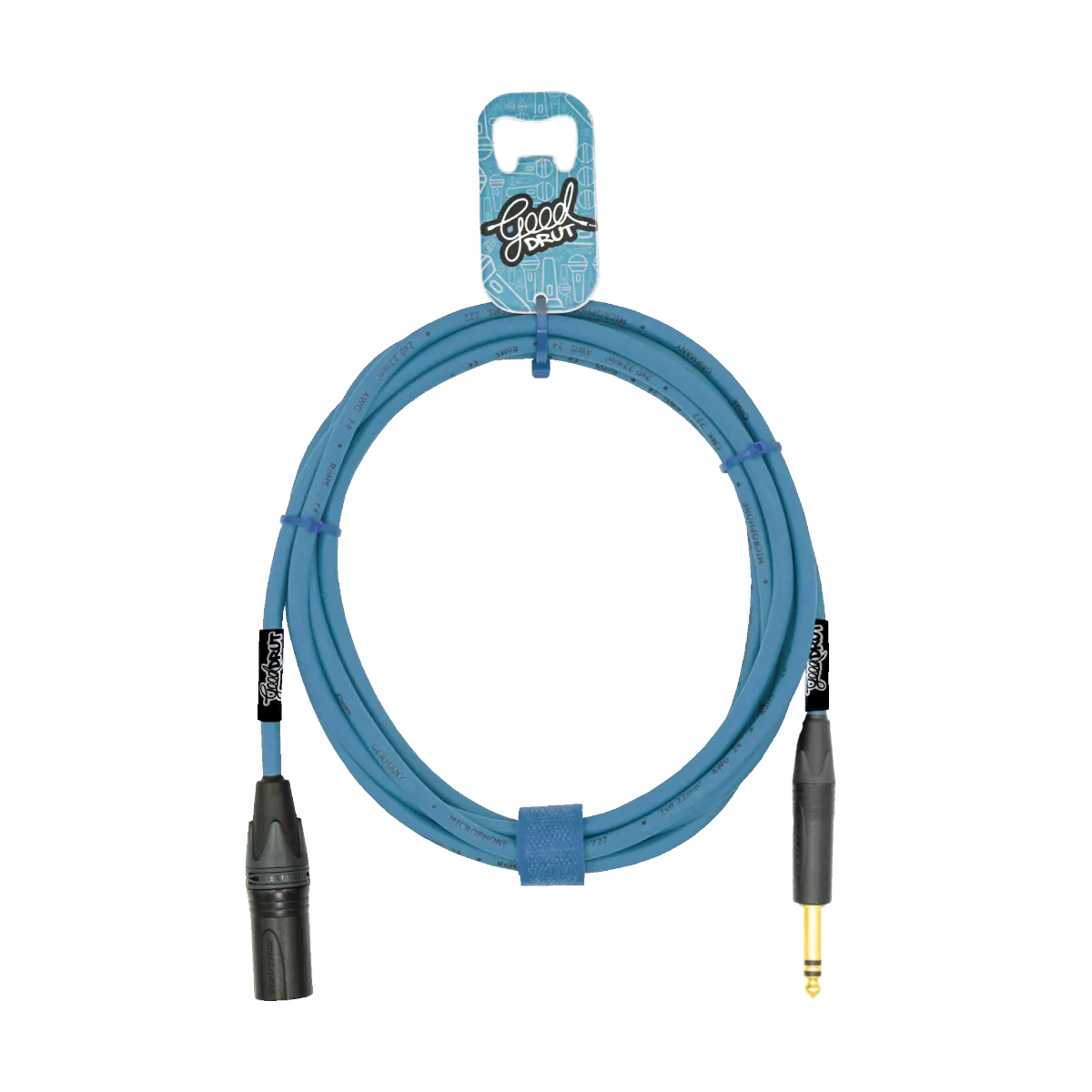 Kabel audio Jack TRS - XLR-M GoodDrut - miętowy